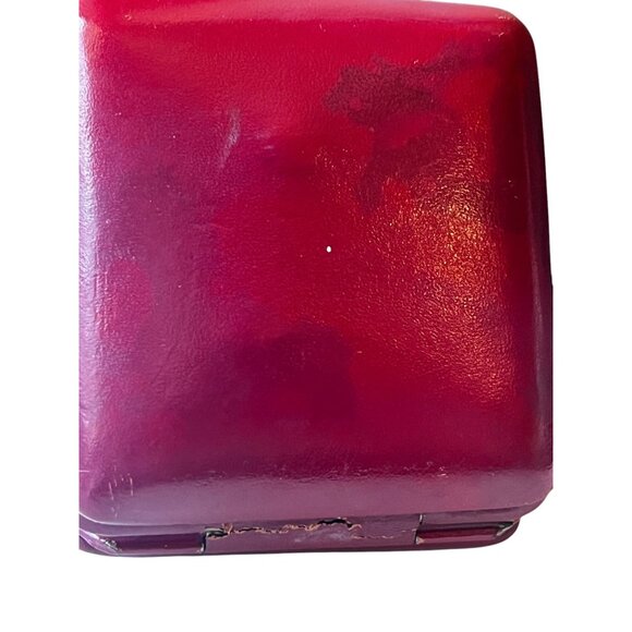 Rosemont Travel Alarm Clock W/  Burgundy Leather Case 15 Rubis Swiss Made Geneva - Picture 8 of 16